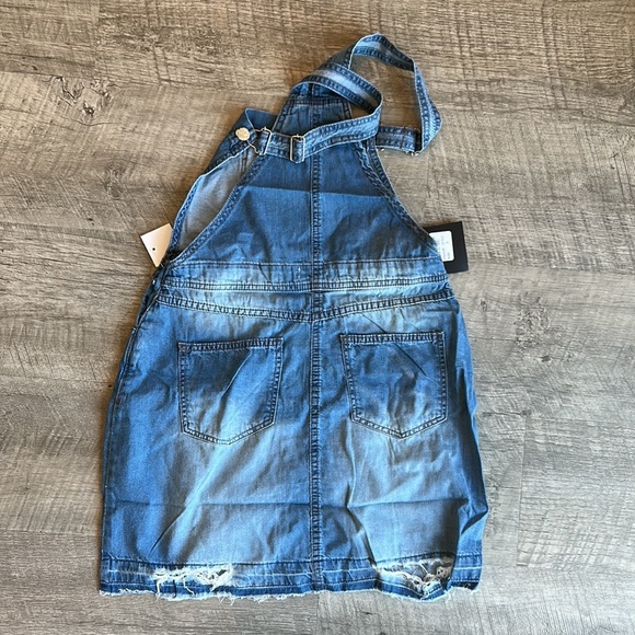 Do It In Denim Distressed Hem Pinafore Dress - Picture 5 of 11